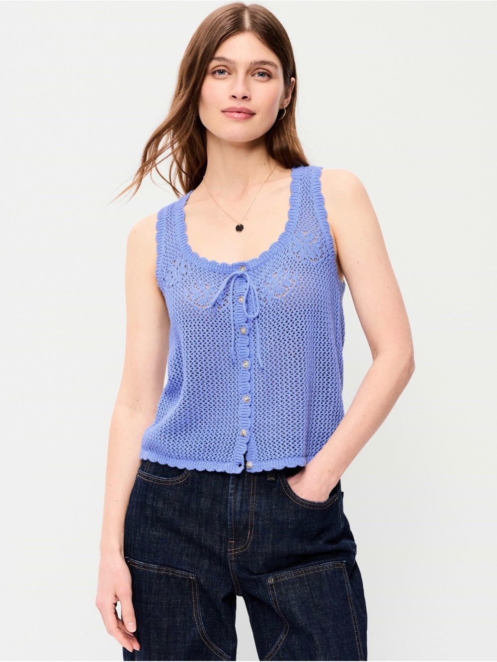 NWT Old Navy Cornflower Blue Crochet Tank Top XXL Tall